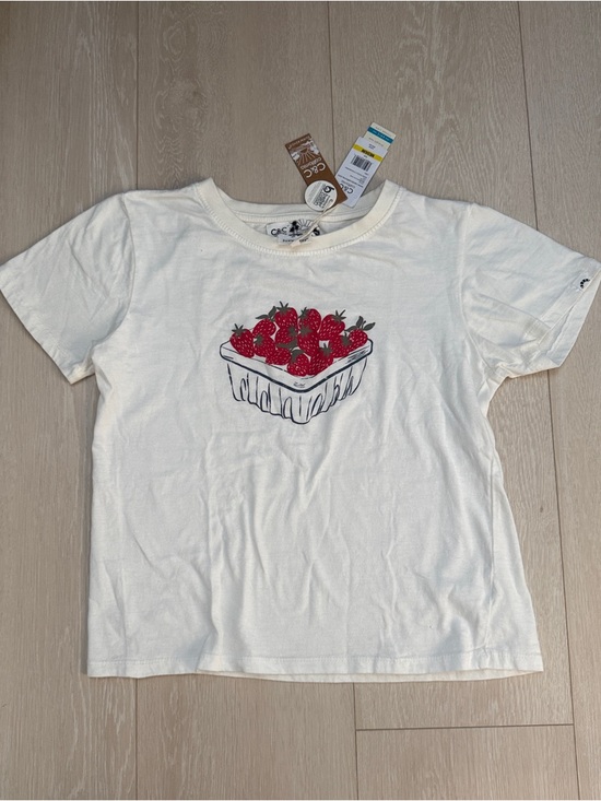 C&C California Tops - C&C California Cream Short Sleeve Tee with Red Strawberry Basket